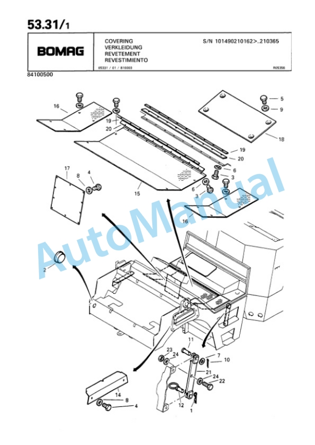 Bomag BW 161 AD-CV Tandem Vibratory Roller Spare Parts Catalogue 00810232-2