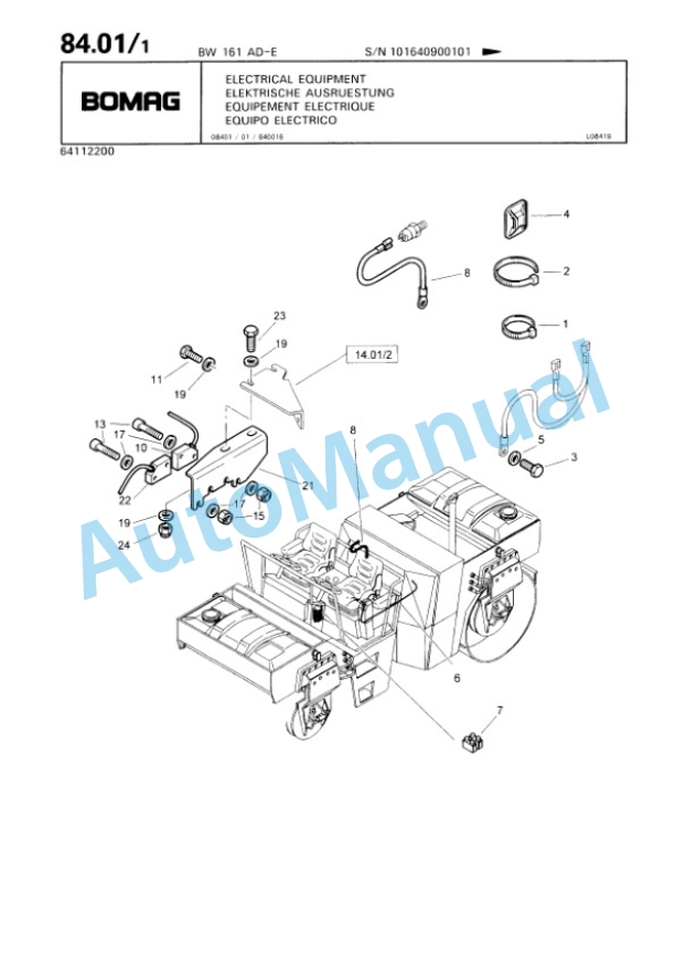 Bomag BW 161 AD-E Tandem Vibratory Roller Spare Parts Catalogue 00814615-3