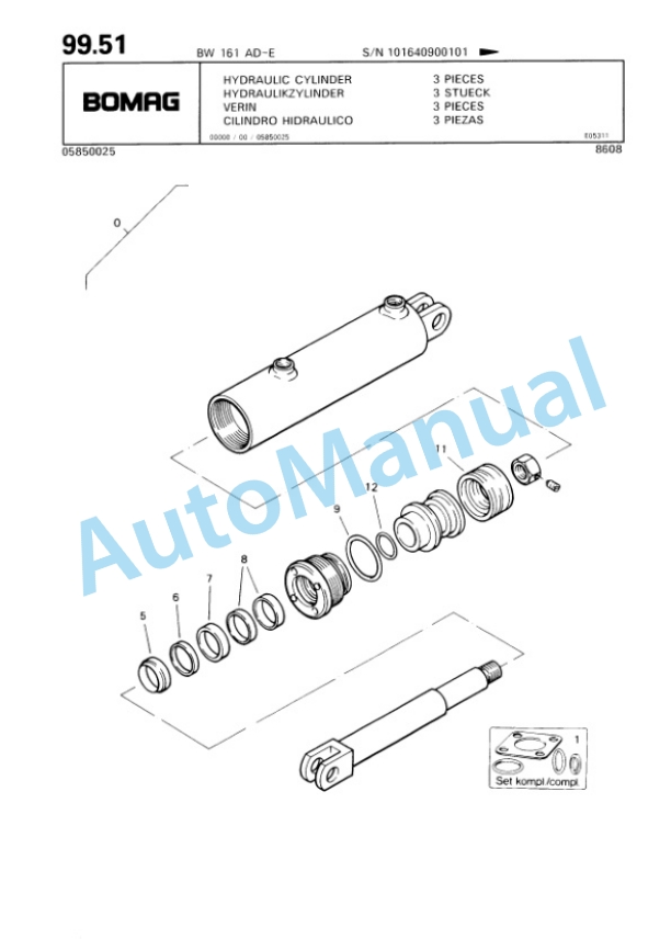 Bomag BW 161 AD-E Tandem Vibratory Roller Spare Parts Catalogue 00814615-5
