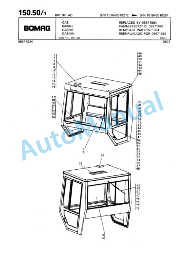 Bomag BW 161 AD Tandem Vibratory Roller Spare Parts Catalogue 00810085-5