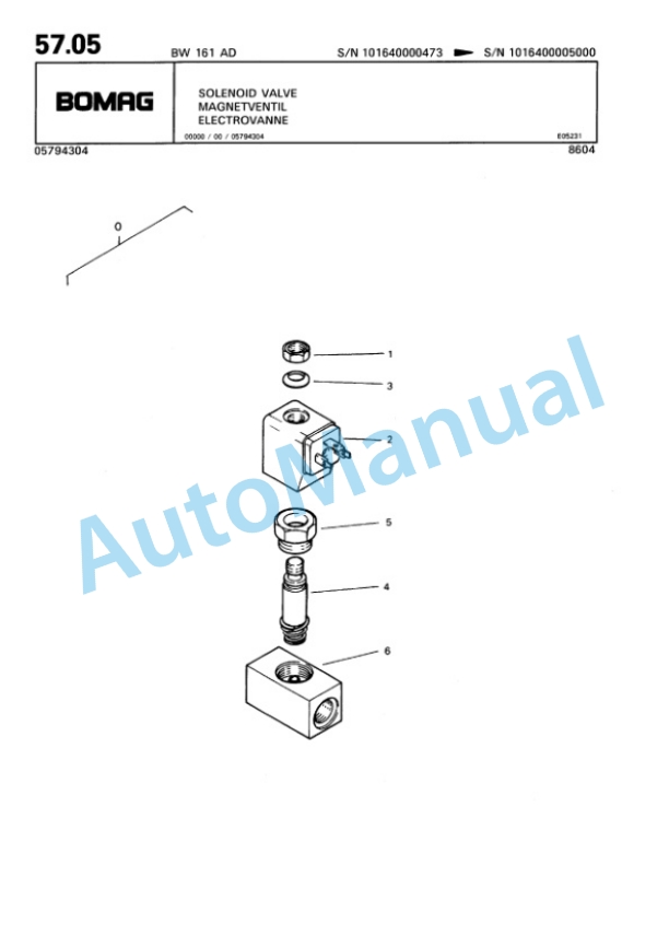 Bomag BW 161 AD Tandem Vibratory Roller Spare Parts Catalogue 00810148-4