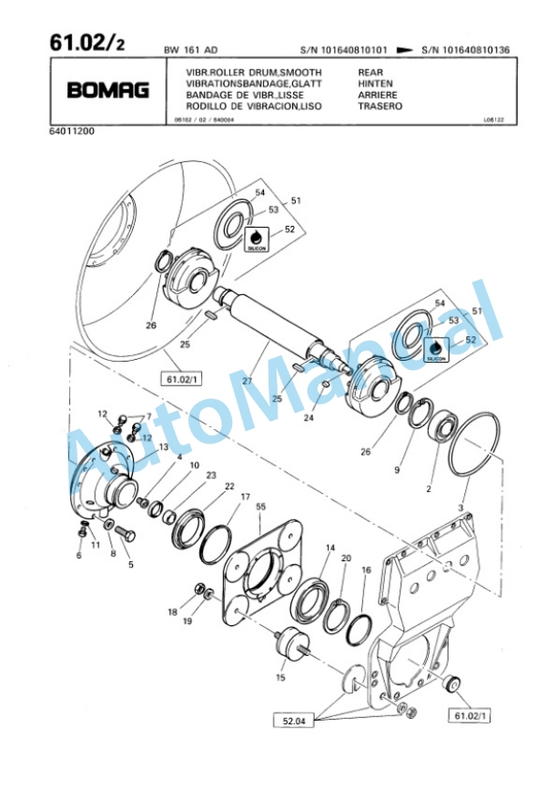 Bomag BW 161 AD Tandem Vibratory Roller Spare Parts Catalogue 00814629-4