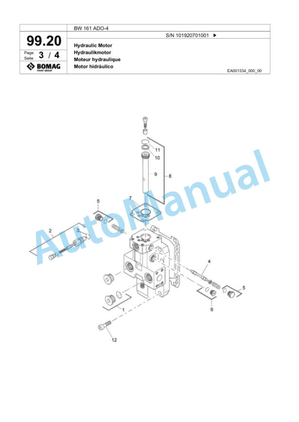 Bomag BW 161 ADO-4 Tandem Vibratory Roller Spare Parts Catalogue 00824333-3