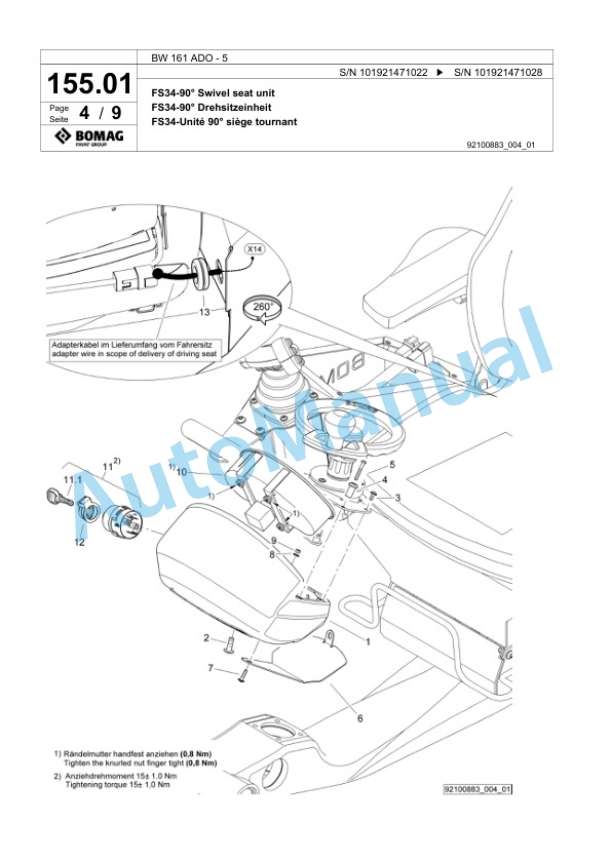 Bomag BW 161 ADO-5 Tandem Vibratory Roller Spare Parts Catalogue 00824657-4