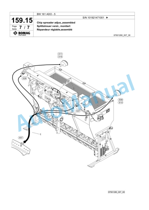 Bomag BW 161 ADO-5 Tandem Vibratory Roller Spare Parts Catalogue 00824657-5