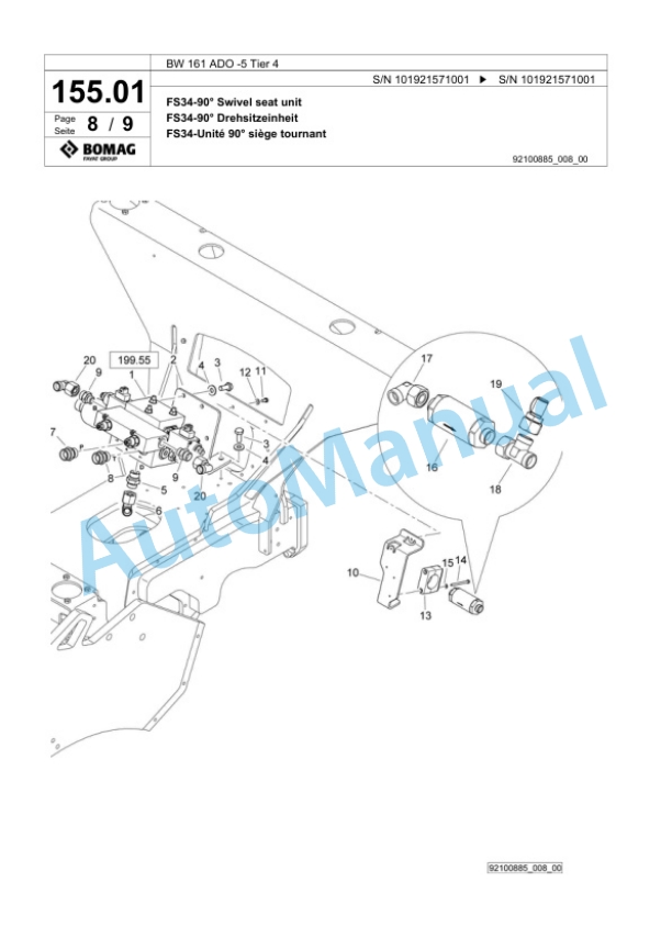 Bomag BW 161 ADO-5 Tier 4 Tandem Vibratory Roller Spare Parts Catalogue 00824947-5