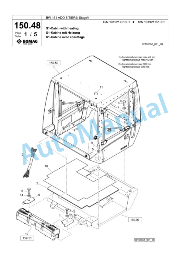 Bomag BW 161 ADO-5 TIER4 - StageV Tandem Vibratory Roller Spare Parts Catalogue 00825637-3