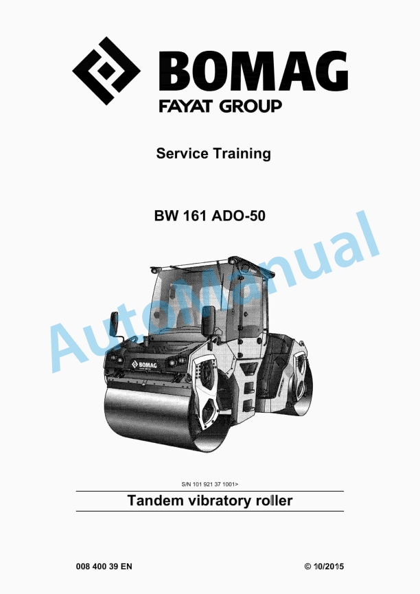 Bomag BW 161 ADO-50 Tandem Vibratory Roller Service Training 00840039