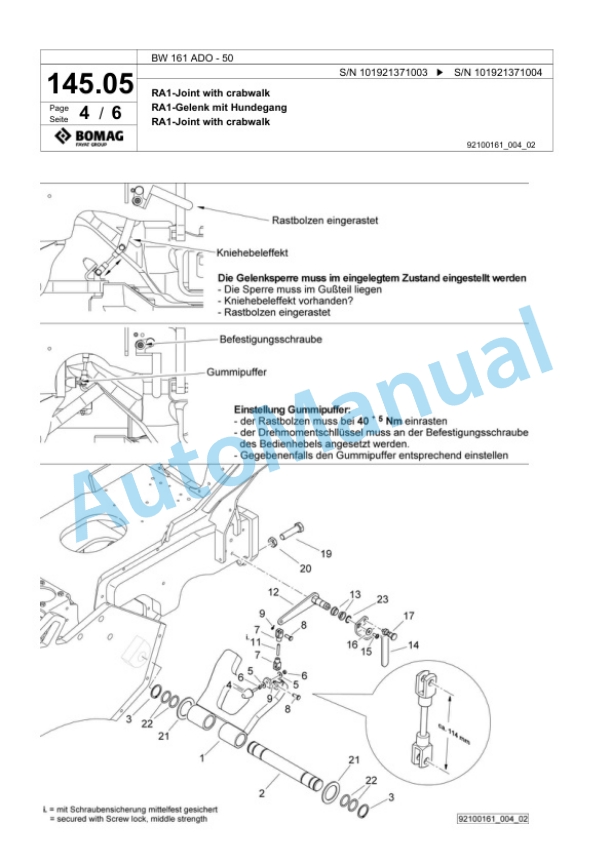 Bomag BW 161 ADO-50 Tandem Vibratory Roller Spare Parts Catalogue 00824417-3