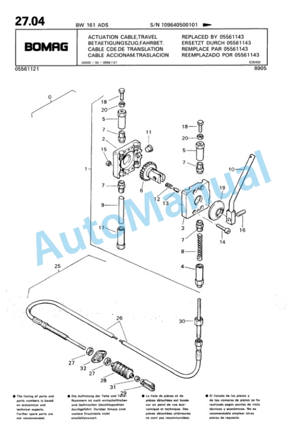 Bomag BW 161 ADS Tandem Vibratory Roller Spare Parts Catalogue 00810950-2
