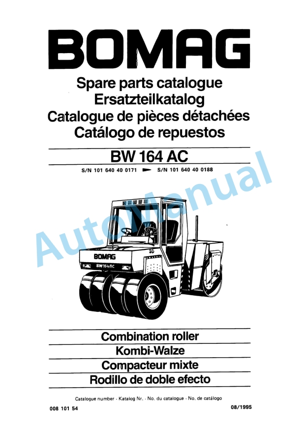 Bomag BW 164 AC Combination Roller Spare Parts Catalogue 00810154