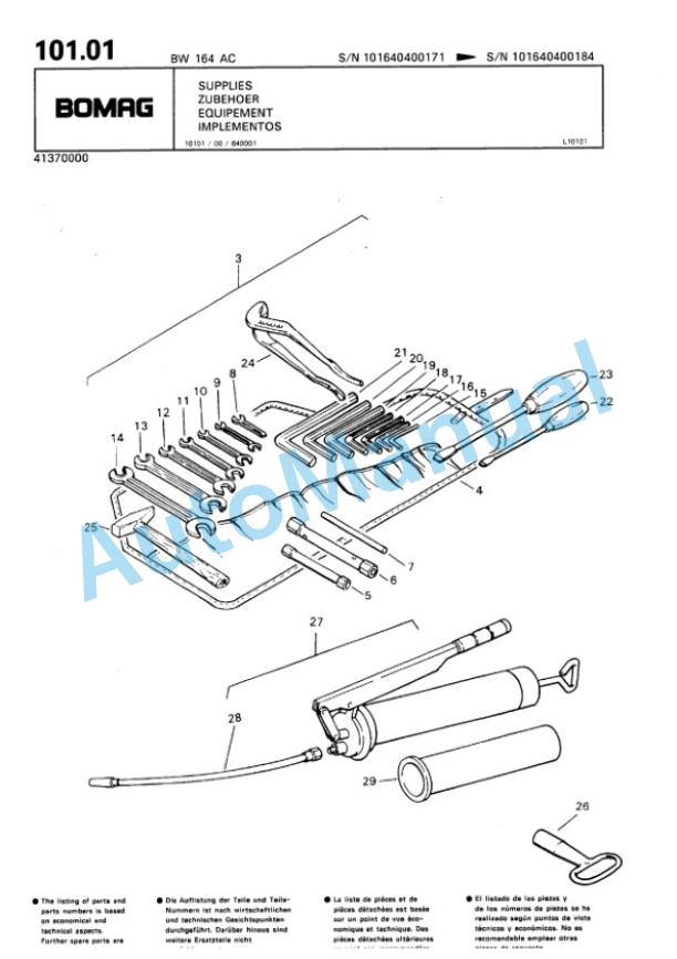 Bomag BW 164 AC Combination Roller Spare Parts Catalogue 00810154-5