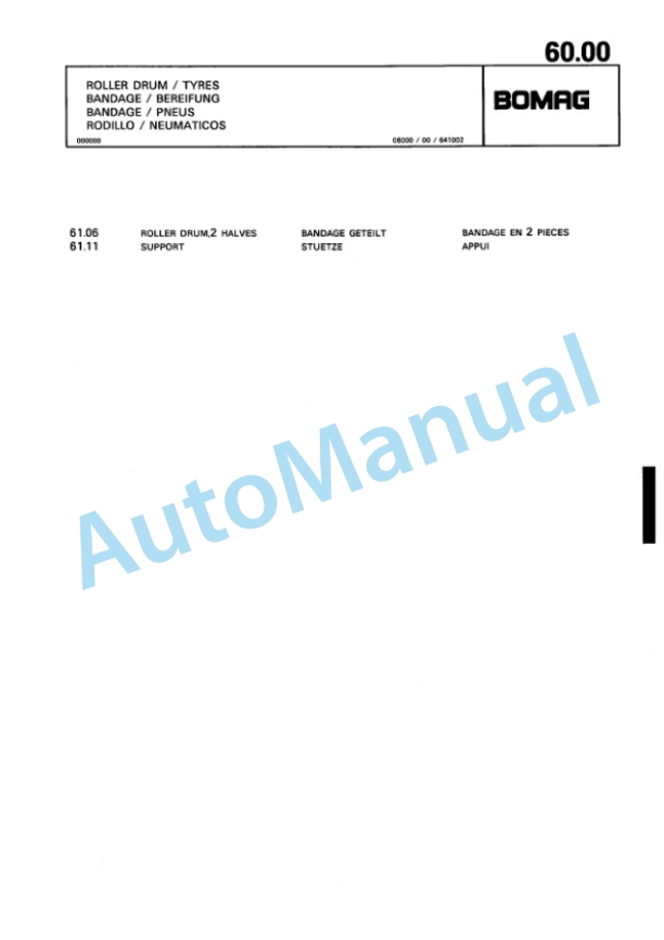 Bomag BW 164 AD-2 Tandem Vibratory Roller Spare Parts Catalogue 00810167-2