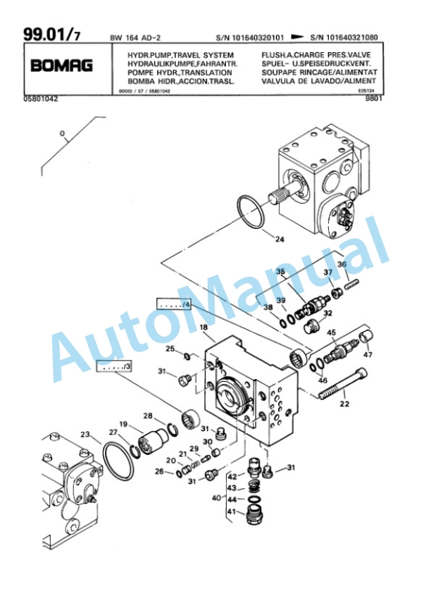 Bomag BW 164 AD-2 Tandem Vibratory Roller Spare Parts Catalogue 00810167-3