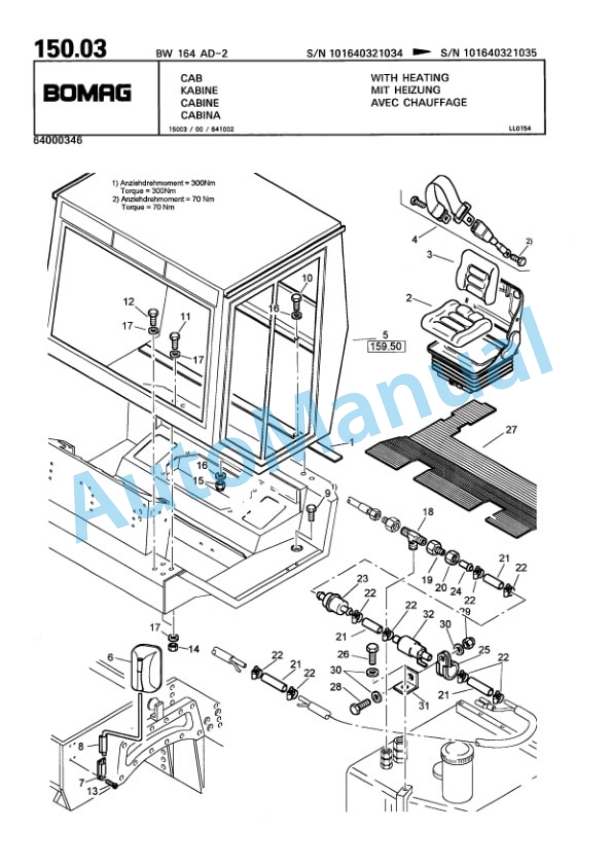 Bomag BW 164 AD-2 Tandem Vibratory Roller Spare Parts Catalogue 00810167-4