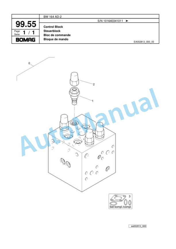 Bomag BW 164 AD-2 Tandem Vibratory Roller Spare Parts Catalogue 00817640-5