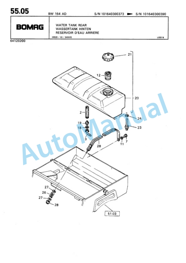 Bomag BW 164 AD Tandem Vibratory Roller Spare Parts Catalogue 00810055-3