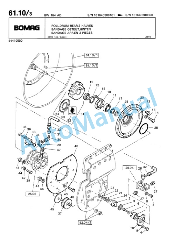 Bomag BW 164 AD Tandem Vibratory Roller Spare Parts Catalogue 00810055-4