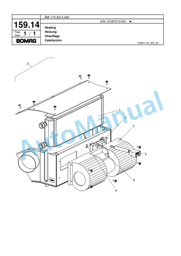 Bomag BW 170 AD-2 AM Tandem Vibratory Roller Spare Parts Catalogue 00817716-4