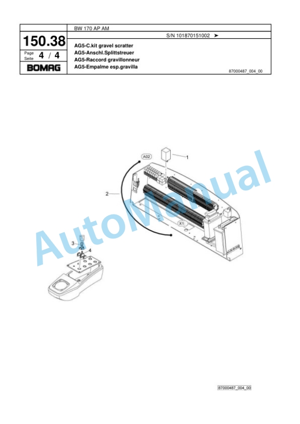 Bomag BW 170 AP AM Tandem Vibratory Roller Spare Parts Catalogue 00818515-4