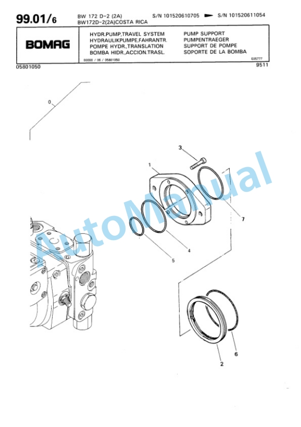 Bomag BW 172 D-2 2 Ampl Single Drum Wheel Drive Vibratory Roller Spare Parts Catalogue 00810074-3