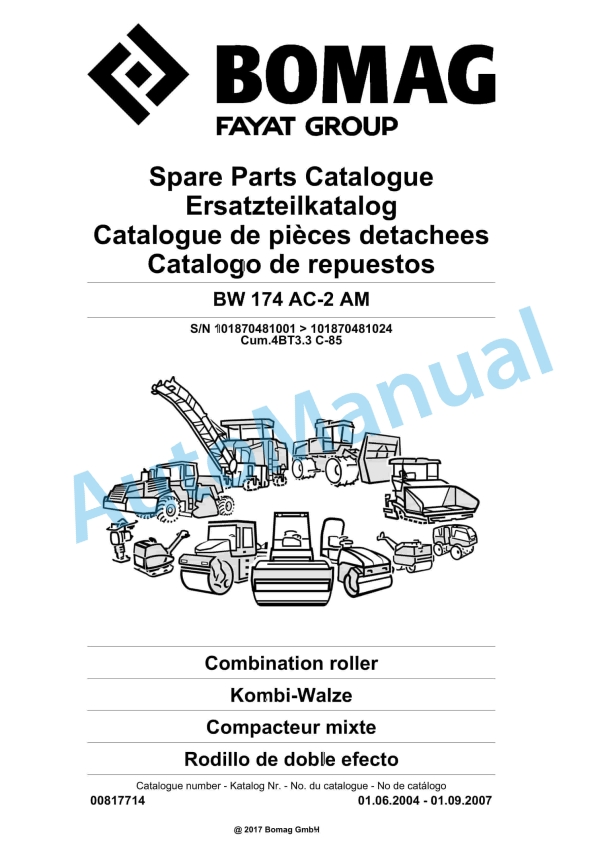 Bomag BW 174 AC-2 AM Combination Roller Spare Parts Catalogue 00817714