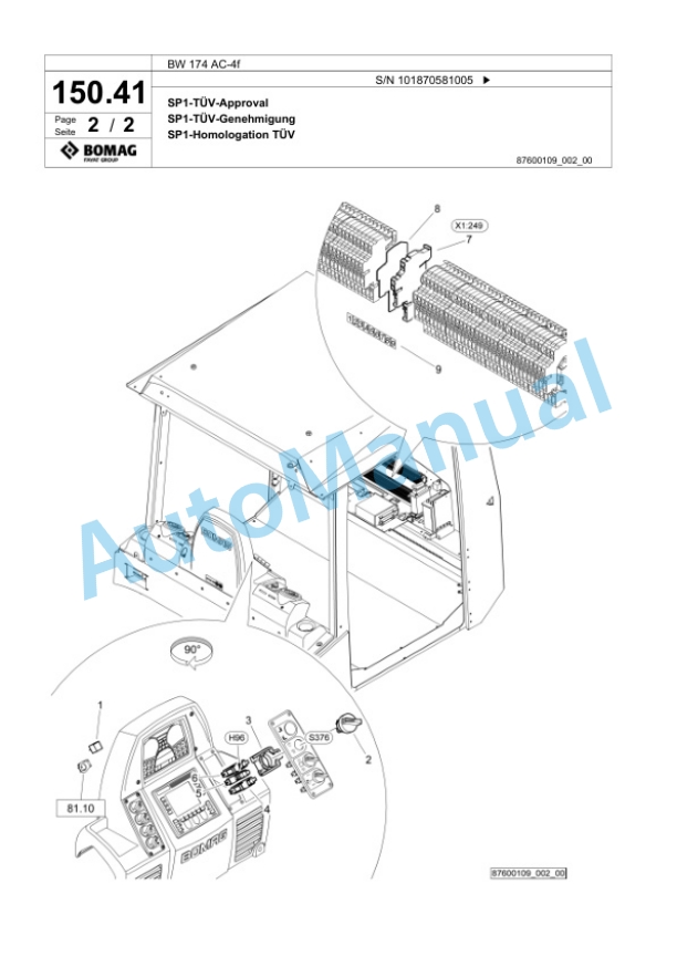 Bomag BW 174 AC-4f Tandem Vibratory Roller Spare Parts Catalogue 00825107-5