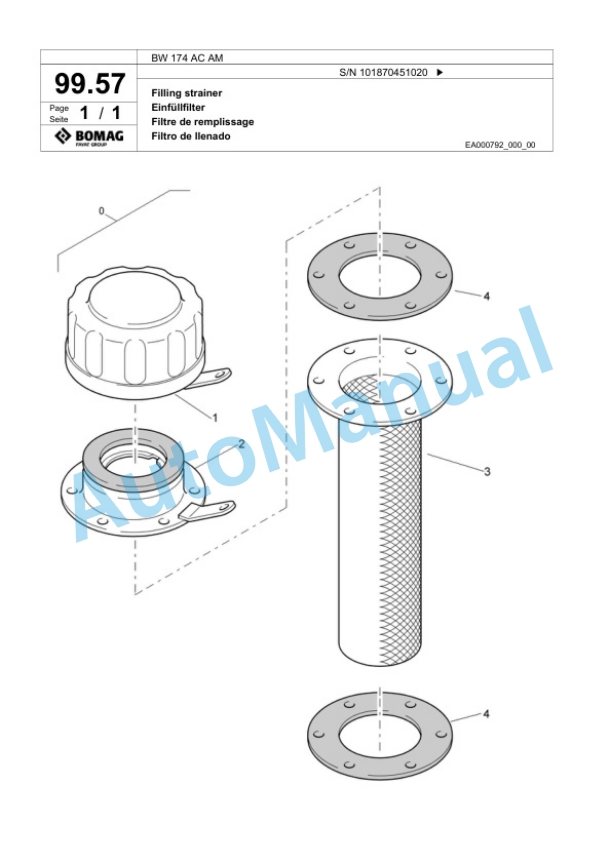 Bomag BW 174 AC AM Combination Roller Spare Parts Catalogue 00817500-3