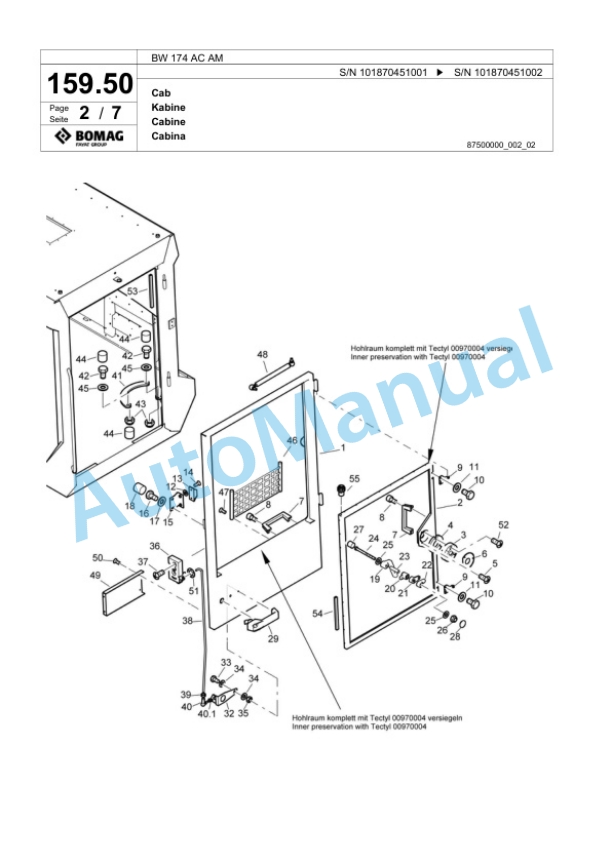 Bomag BW 174 AC AM Combination Roller Spare Parts Catalogue 00817500-5