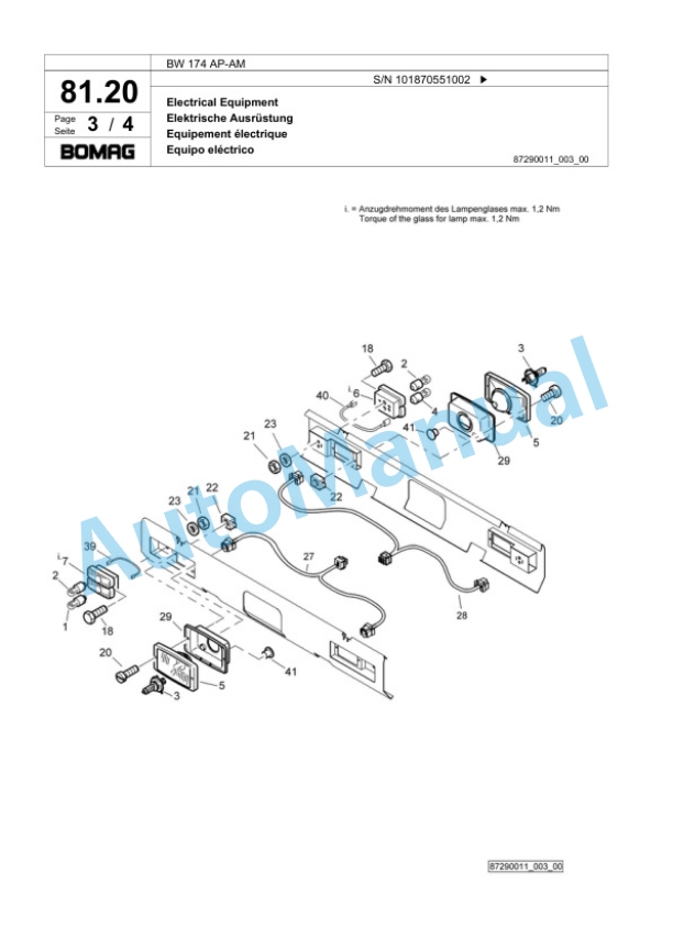 Bomag BW 174 AC-AM Tandem Vibratory Roller Spare Parts Catalogue 00818537-2