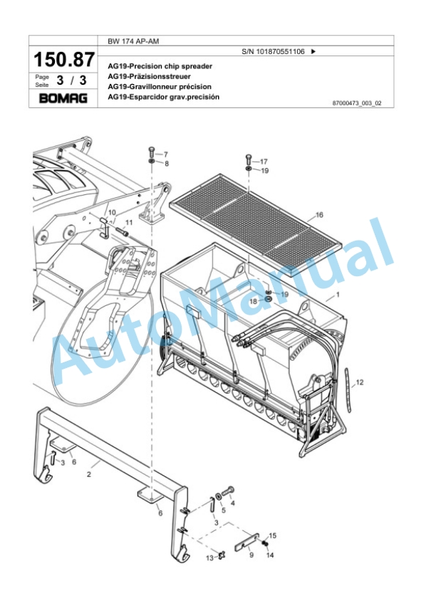 Bomag BW 174 AC-AM Tandem Vibratory Roller Spare Parts Catalogue 00818537-4