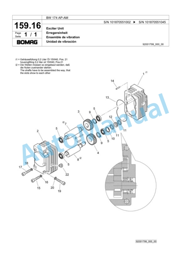 Bomag BW 174 AC-AM Tandem Vibratory Roller Spare Parts Catalogue 00818537-5