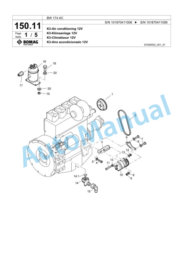 Bomag BW 174 AC Combination Roller Spare Parts Catalogue 00817499-3