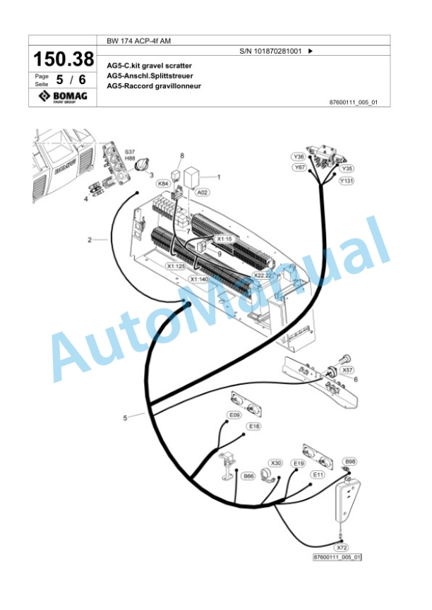 Bomag BW 174 ACP-4f AM Combination Roller Spare Parts Catalogue 00826155-4