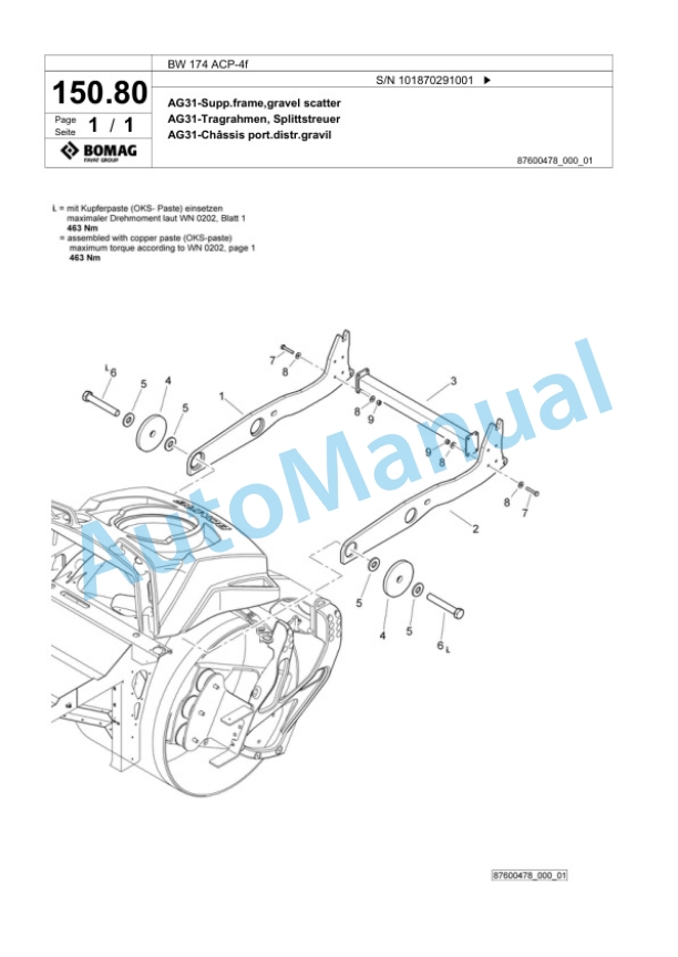 Bomag BW 174 ACP-4f Combination Roller Spare Parts Catalogue 00826157-4