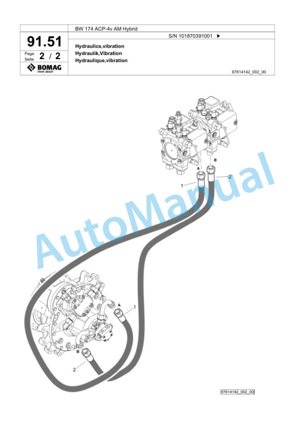 Bomag BW 174 ACP-4v AM Hybrid Combination Roller Spare Parts Catalogue 00826357-2