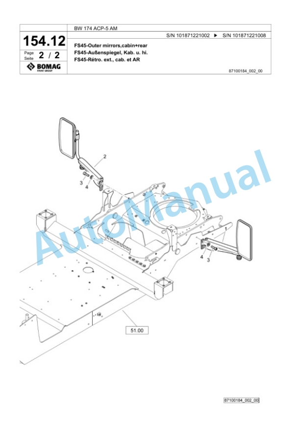 Bomag BW 174 ACP-5 AM Combination Roller Spare Parts Catalogue 00826325-4