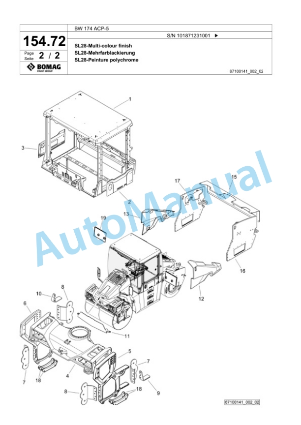 Bomag BW 174 ACP-5 Combination Roller Spare Parts Catalogue 00826327-4