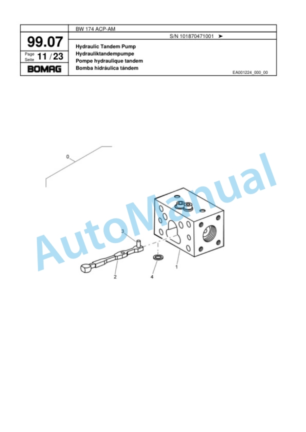 Bomag BW 174 ACP-AM Combination Roller Spare Parts Catalogue 00818355-3