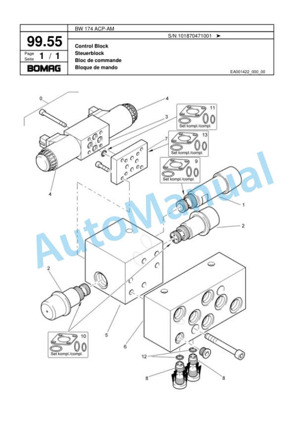 Bomag BW 174 ACP-AM Combination Roller Spare Parts Catalogue 00818355-4