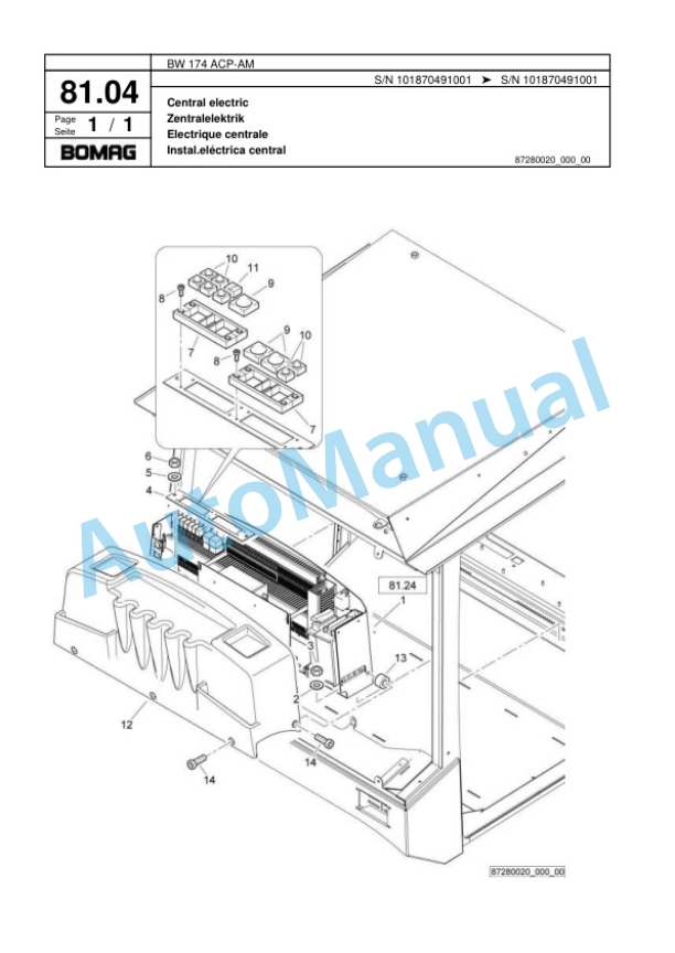 Bomag BW 174 ACP-AM Combination Roller Spare Parts Catalogue 00818535-2