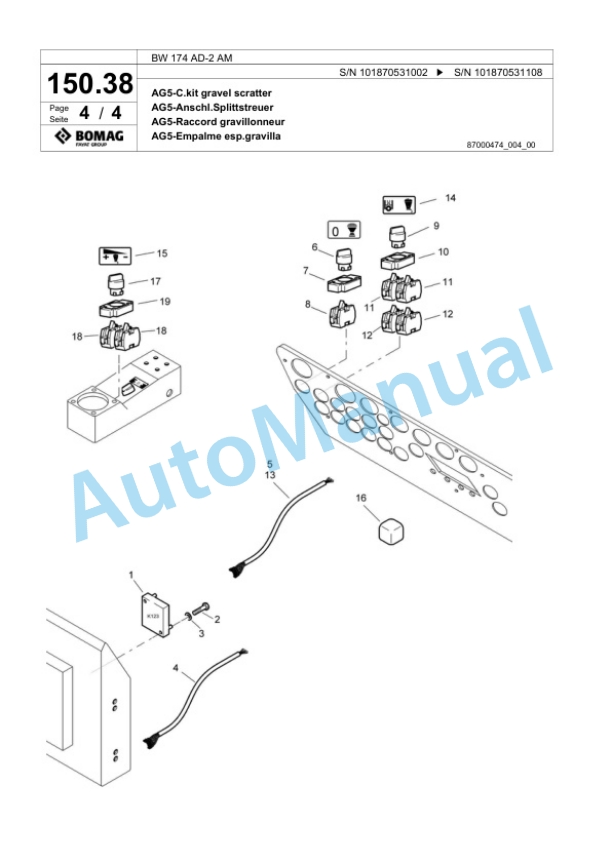 Bomag BW 174 AD-2 AM Tandem Vibratory Roller Spare Parts Catalogue 00817693-3