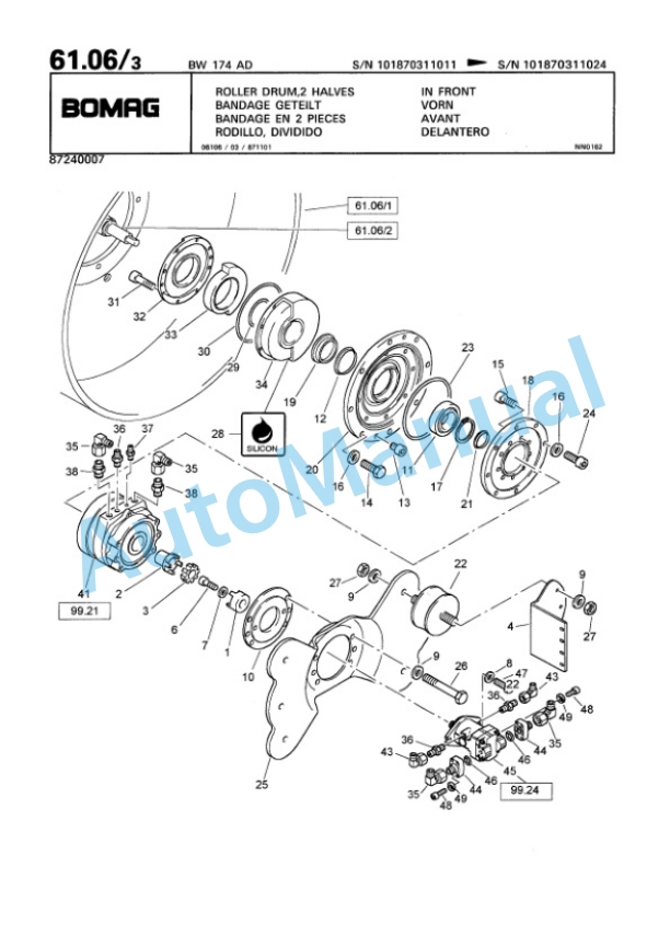 Bomag BW 174 AD Tandem Vibratory Roller Spare Parts Catalogue 00811435-2