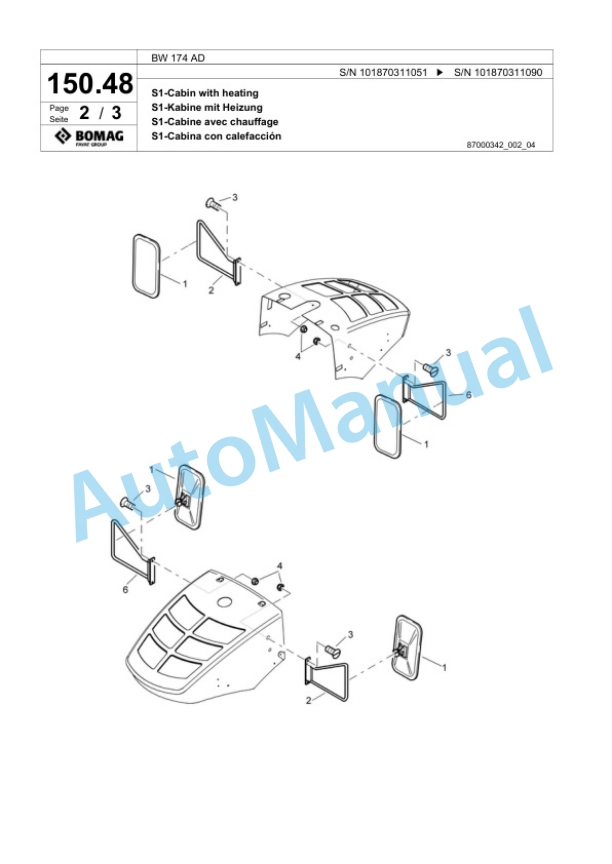 Bomag BW 174 AD Tandem Vibratory Roller Spare Parts Catalogue 00817501-4