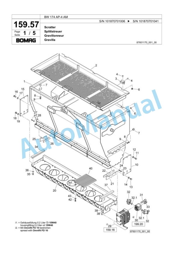 Bomag BW 174 AP-4 AM Tandem Vibratory Roller Spare Parts Catalogue 00818655-5