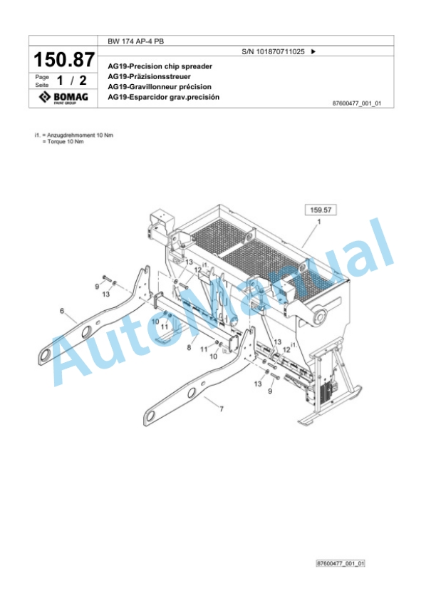 Bomag BW 174 AP-4 PB Tandem Vibratory Roller Spare Parts Catalogue 00818973-4