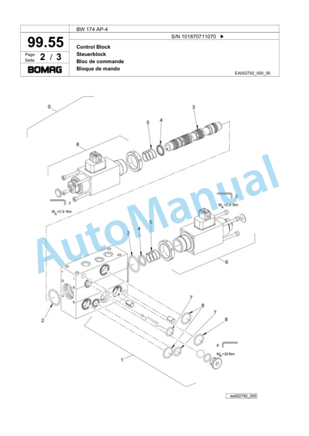 Bomag BW 174 AP-4 Tandem Vibratory Roller Spare Parts Catalogue 00818847-3