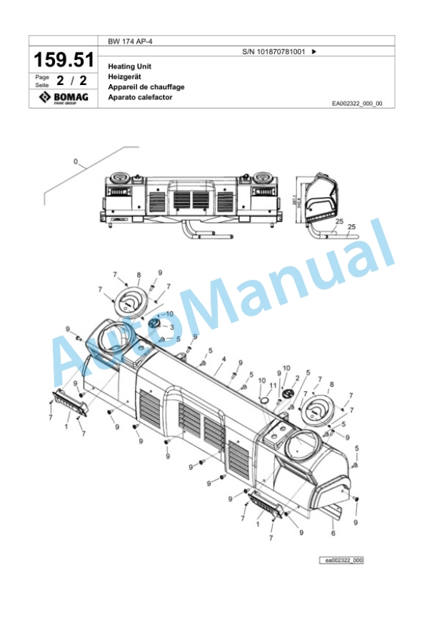 Bomag BW 174 AP-4 Tandem Vibratory Roller Spare Parts Catalogue 00824545-5