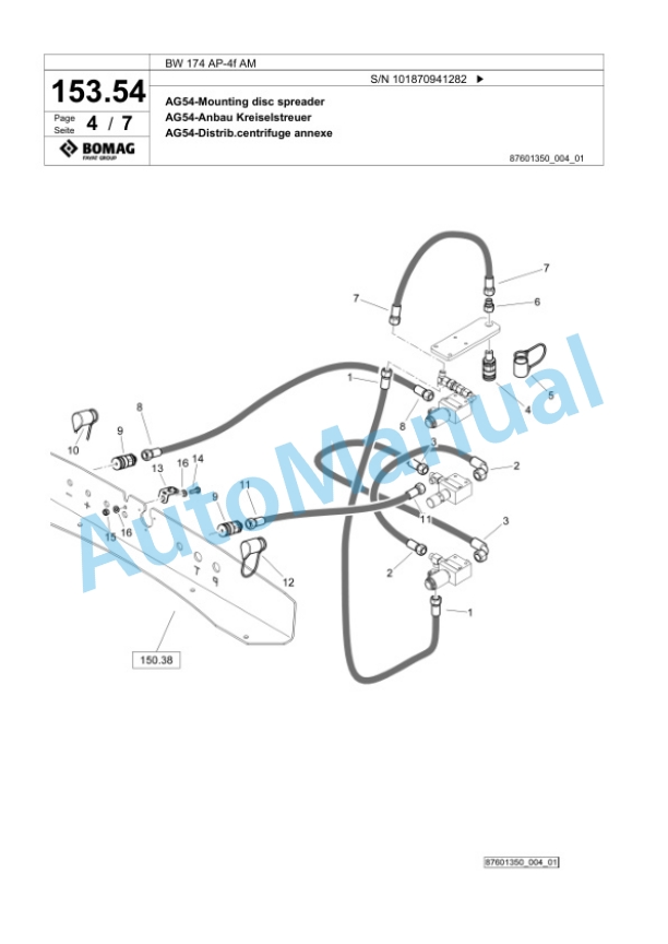 Bomag BW 174 AP-4f AM Tandem Vibratory Roller Spare Parts Catalogue 00824909-5