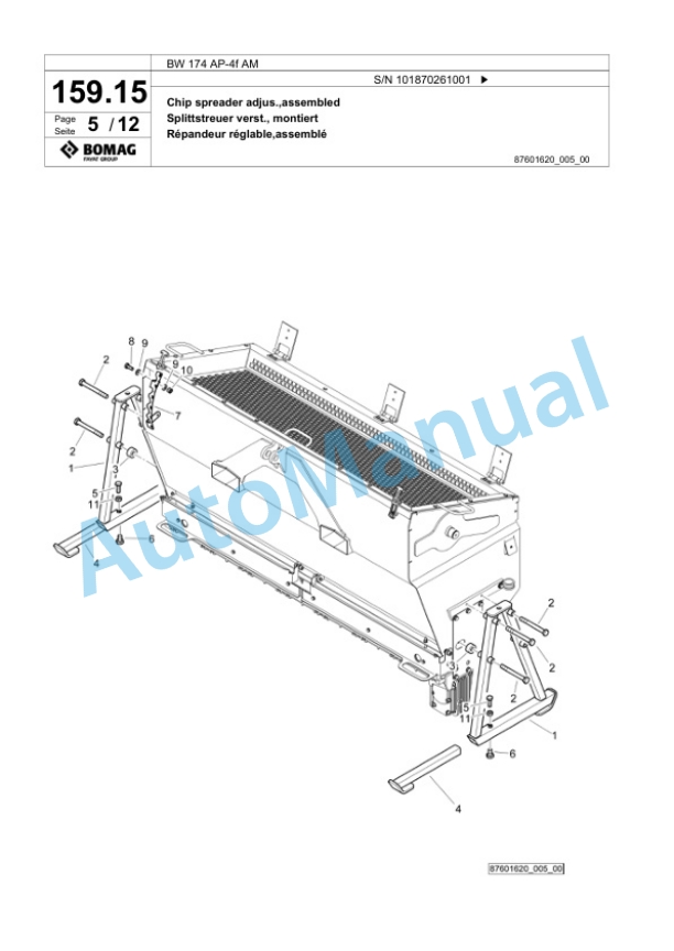 Bomag BW 174 AP-4f AM Tandem Vibratory Roller Spare Parts Catalogue 00826151-5